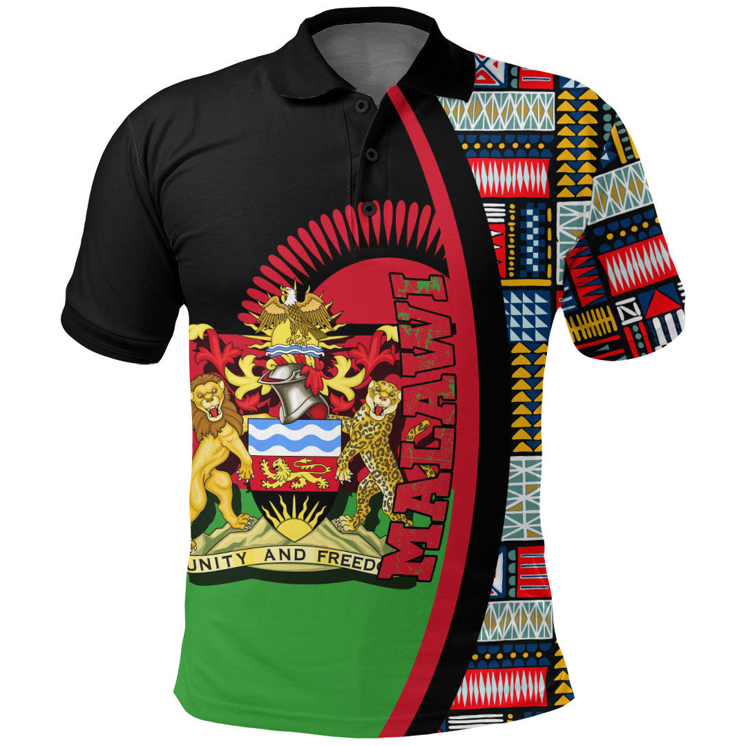 Malawi Flag and Kente Pattern Polo Shirt