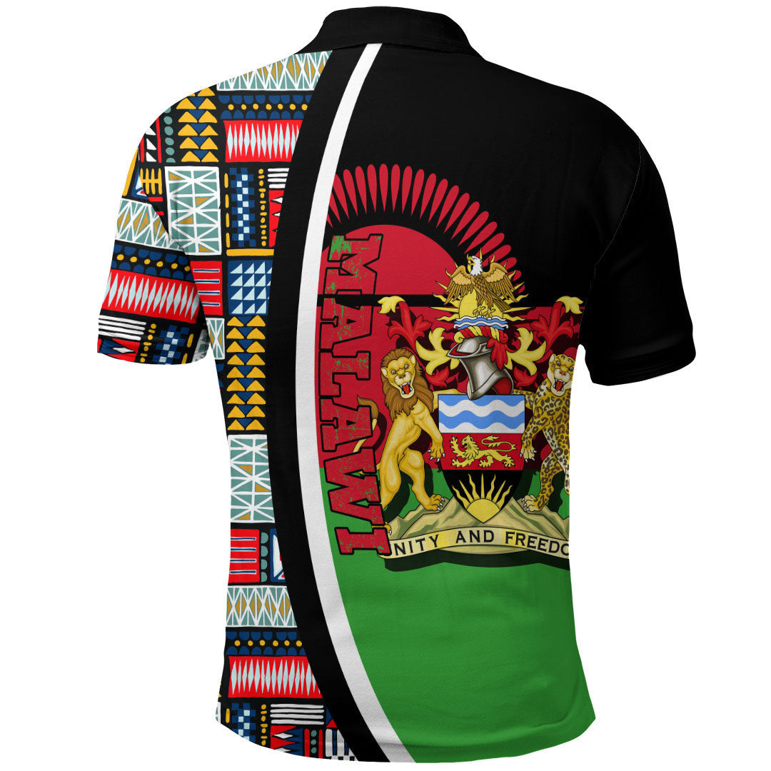 Malawi Flag and Kente Pattern Polo Shirt