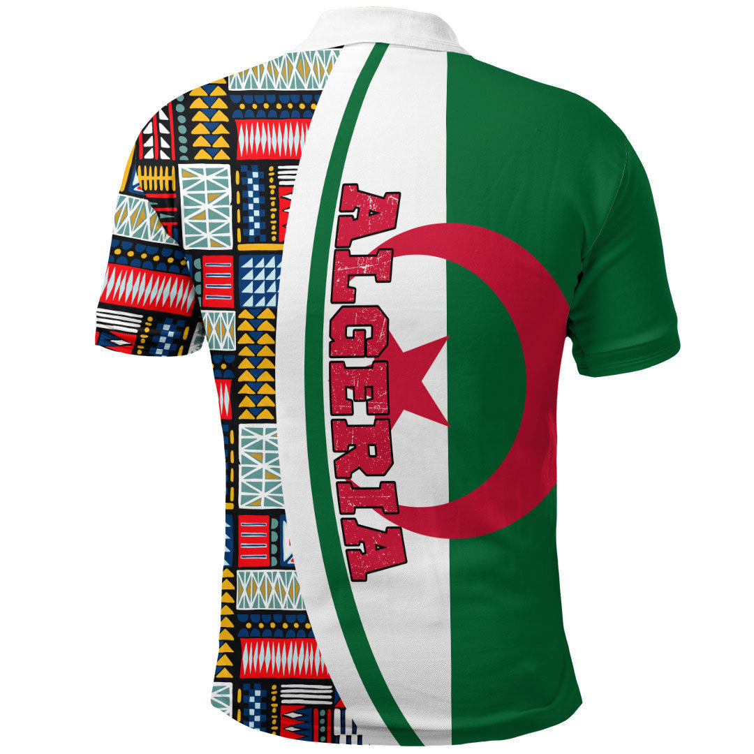 Algeria Flag and Kente Pattern Polo Shirt