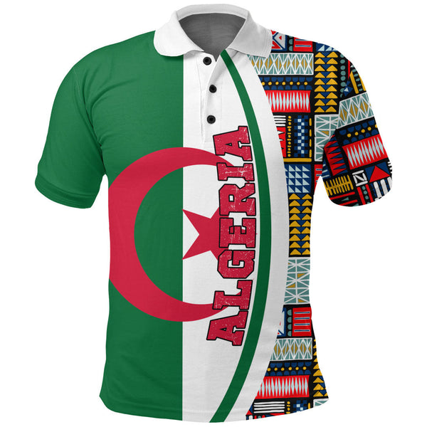 Algeria Flag and Kente Pattern Polo Shirt