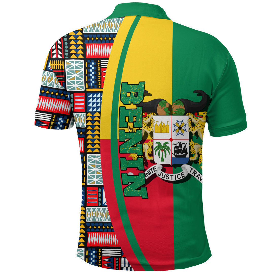 Benin Flag and Kente Pattern Polo Shirt