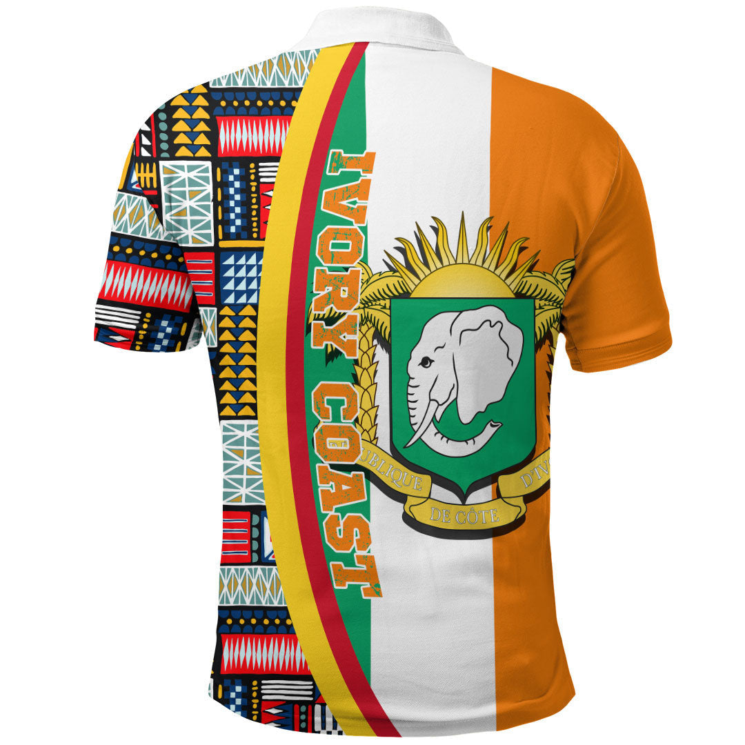 Ivory Coast Flag and Kente Pattern Polo Shirt