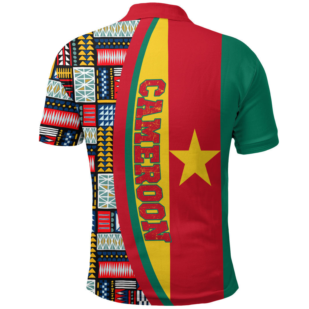 Cameroon Flag and Kente Pattern Polo Shirt