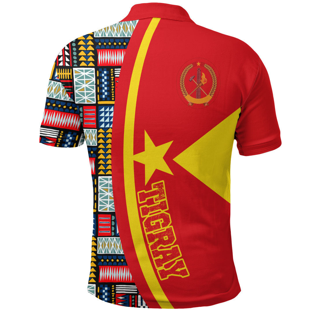 Tigray Flag and Kente Pattern Polo Shirt