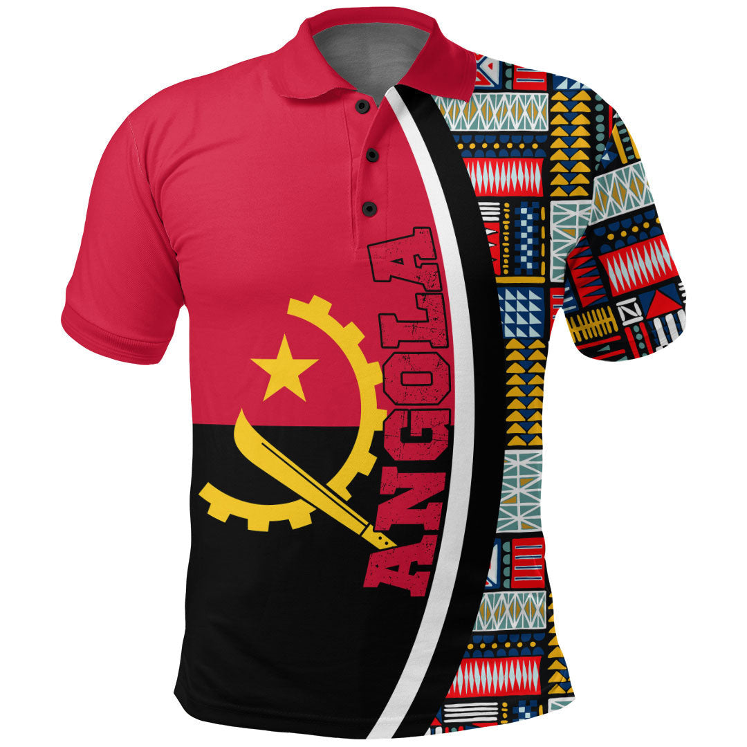 Angola Flag and Kente Pattern Polo Shirt