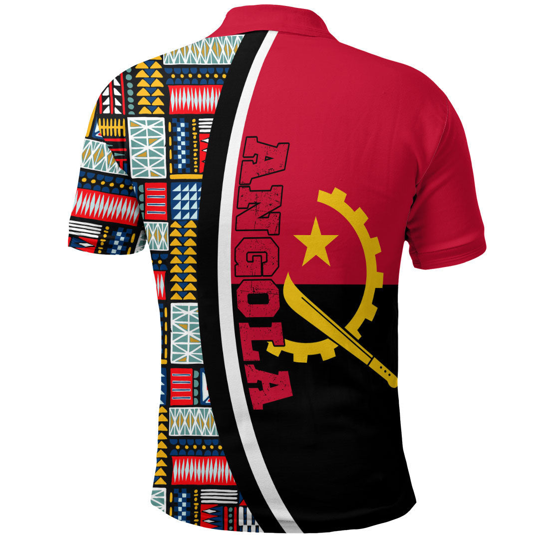 Angola Flag and Kente Pattern Polo Shirt