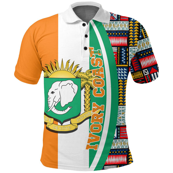 Ivory Coast Flag and Kente Pattern Polo Shirt