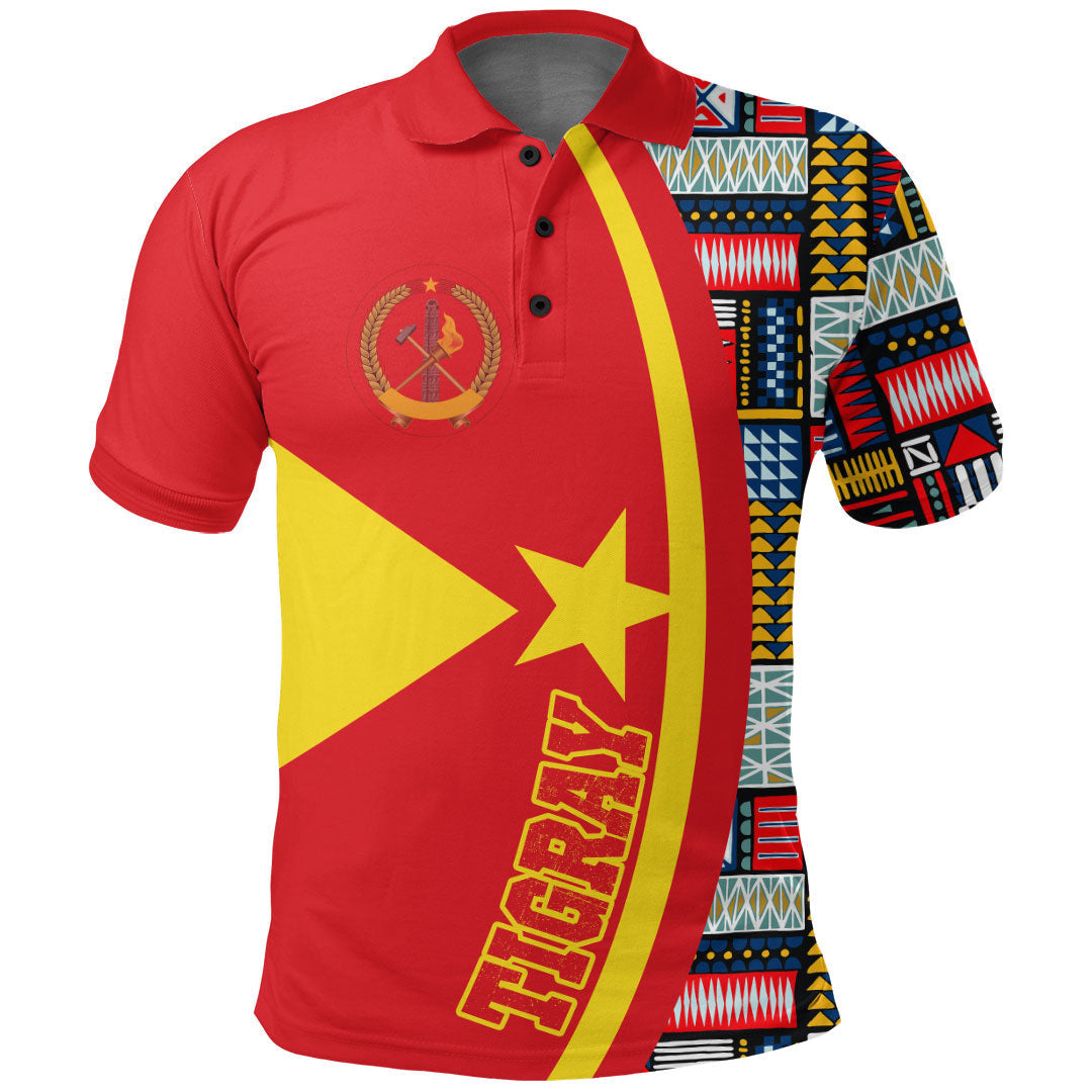 Tigray Flag and Kente Pattern Polo Shirt