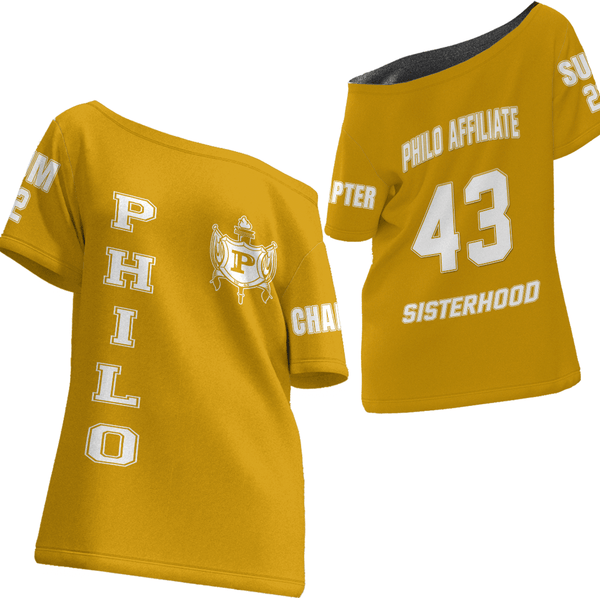 Custom Sigma Gamma Rho Philo Affiliate Off Shoulder T-Shirt