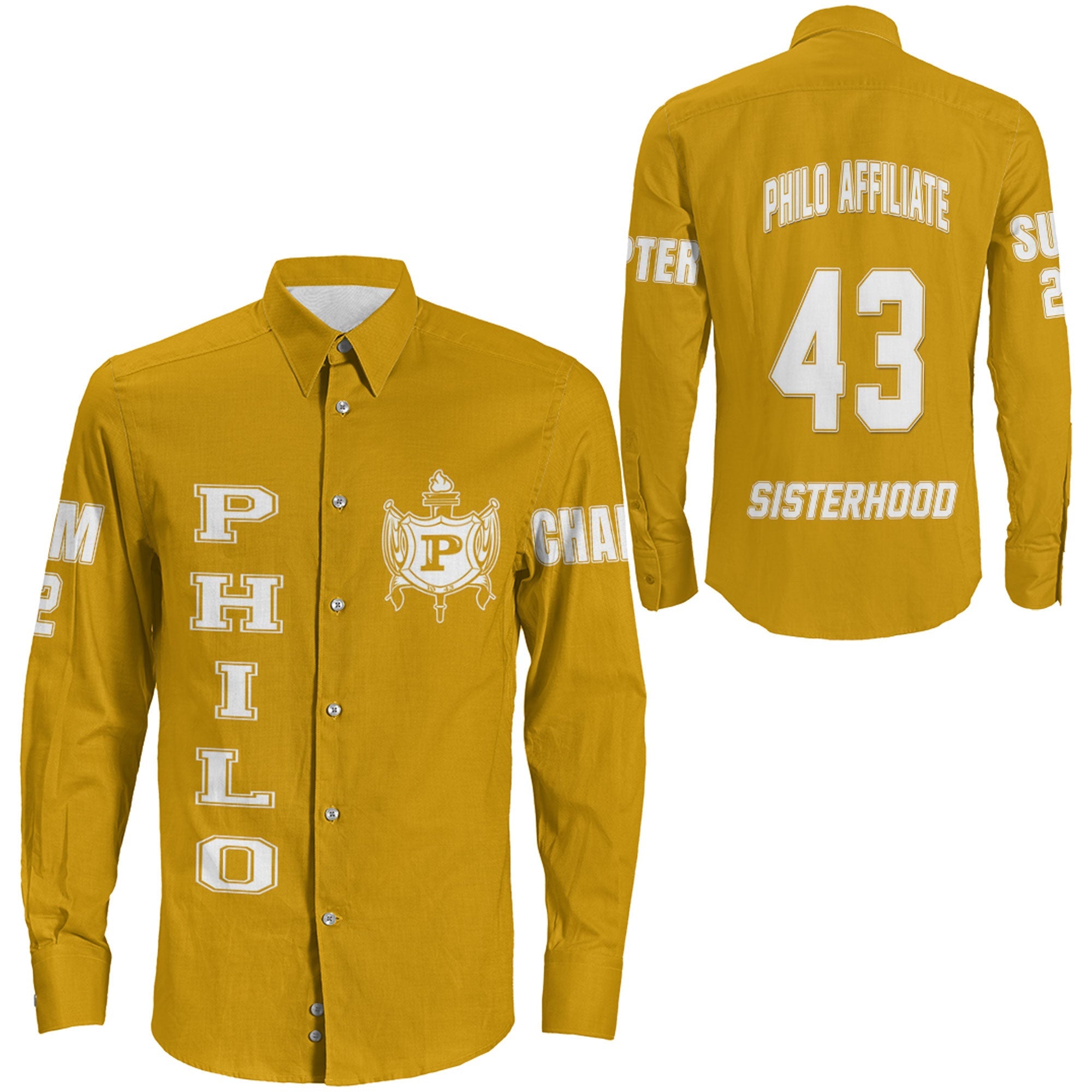 Custom Sigma Gamma Rho Philo Affiliate Long Sleeve Button Shirt