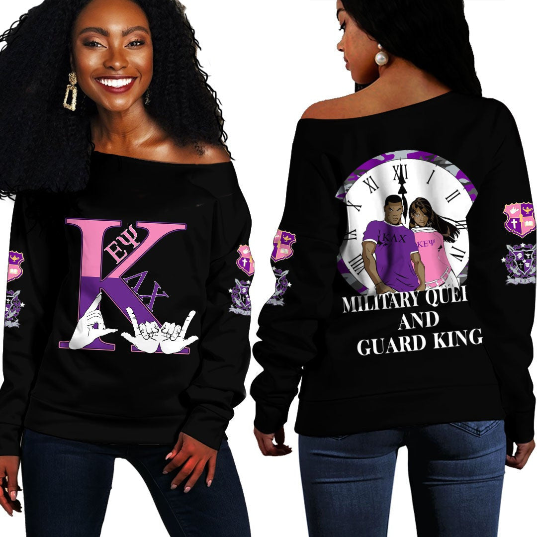 Sweatshirt - Couple Kappa Lambda Chi & Epsilon Psi Off Shoulder Sweaters A31