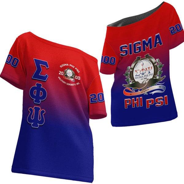 T Shirt - Sigma Phi Psi Gradient Off Shoulder T Shirt