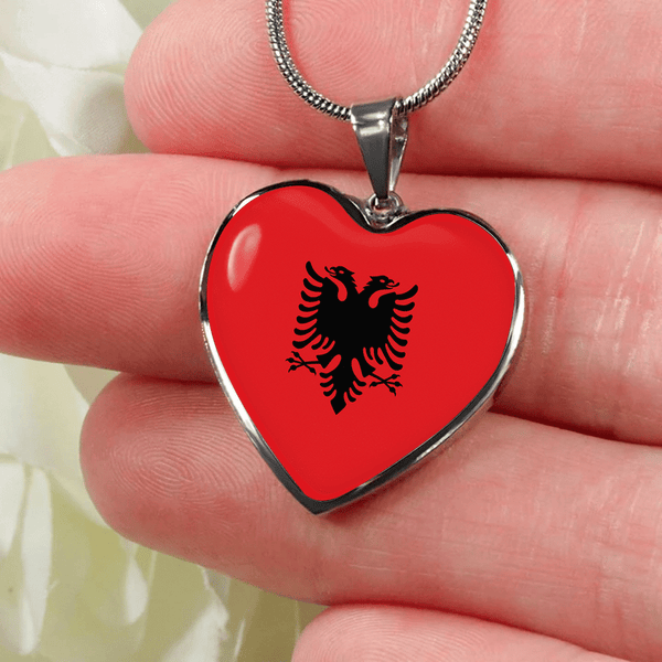 Flag Of Albania Heart Necklace