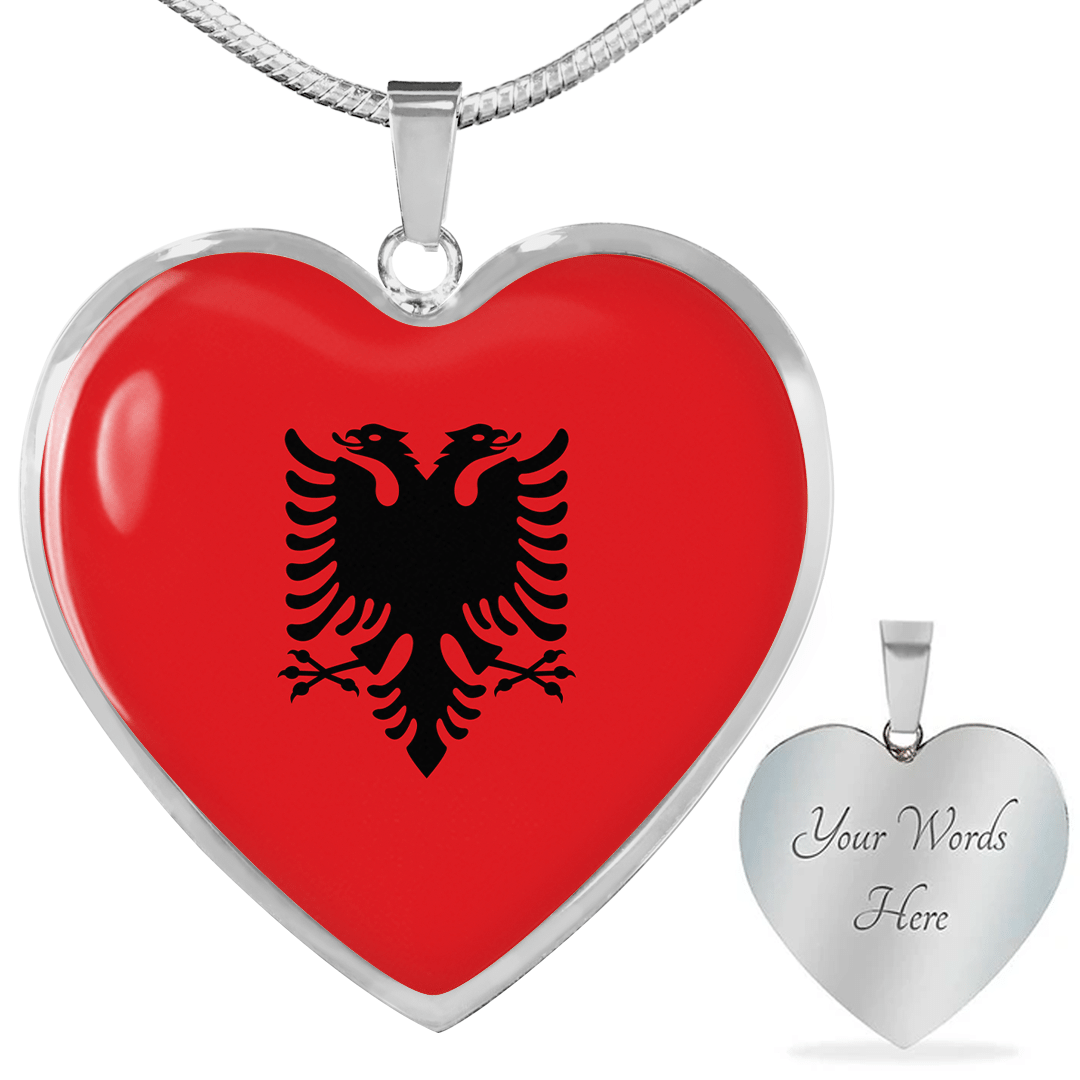 Flag Of Albania Heart Necklace