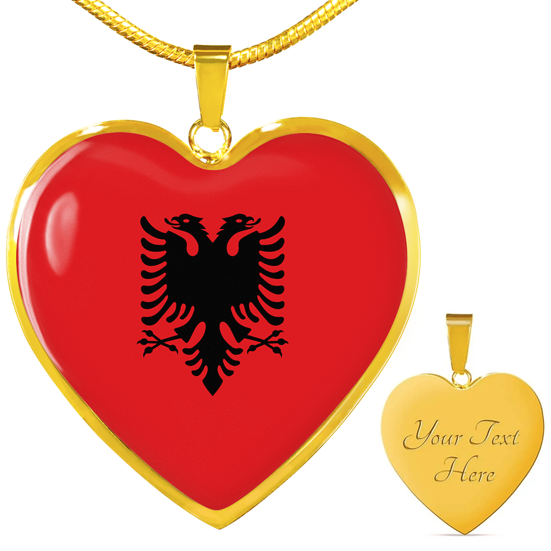 Flag Of Albania Heart Necklace