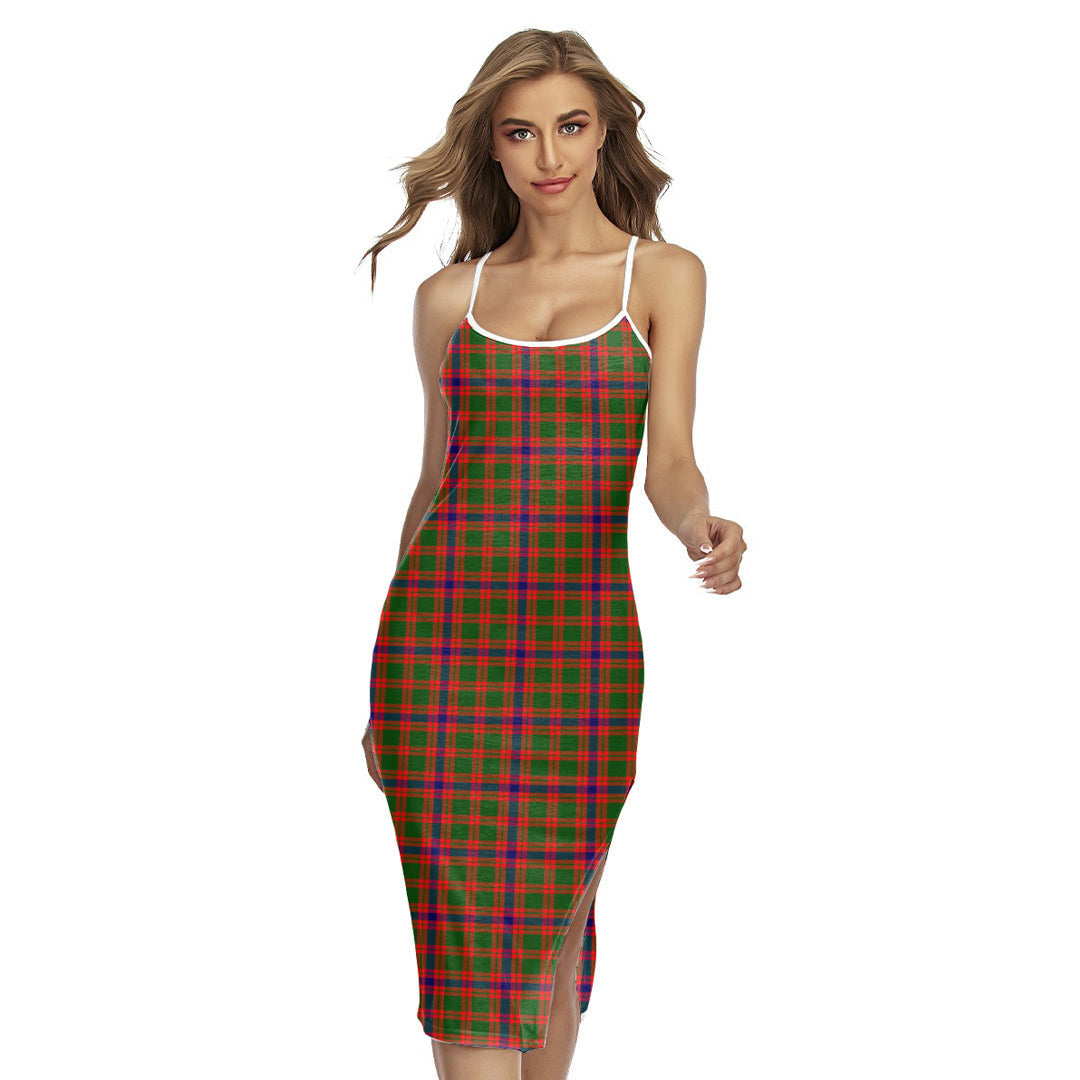 Skene Modern Tartan Plaid Back Cross Cami Dress