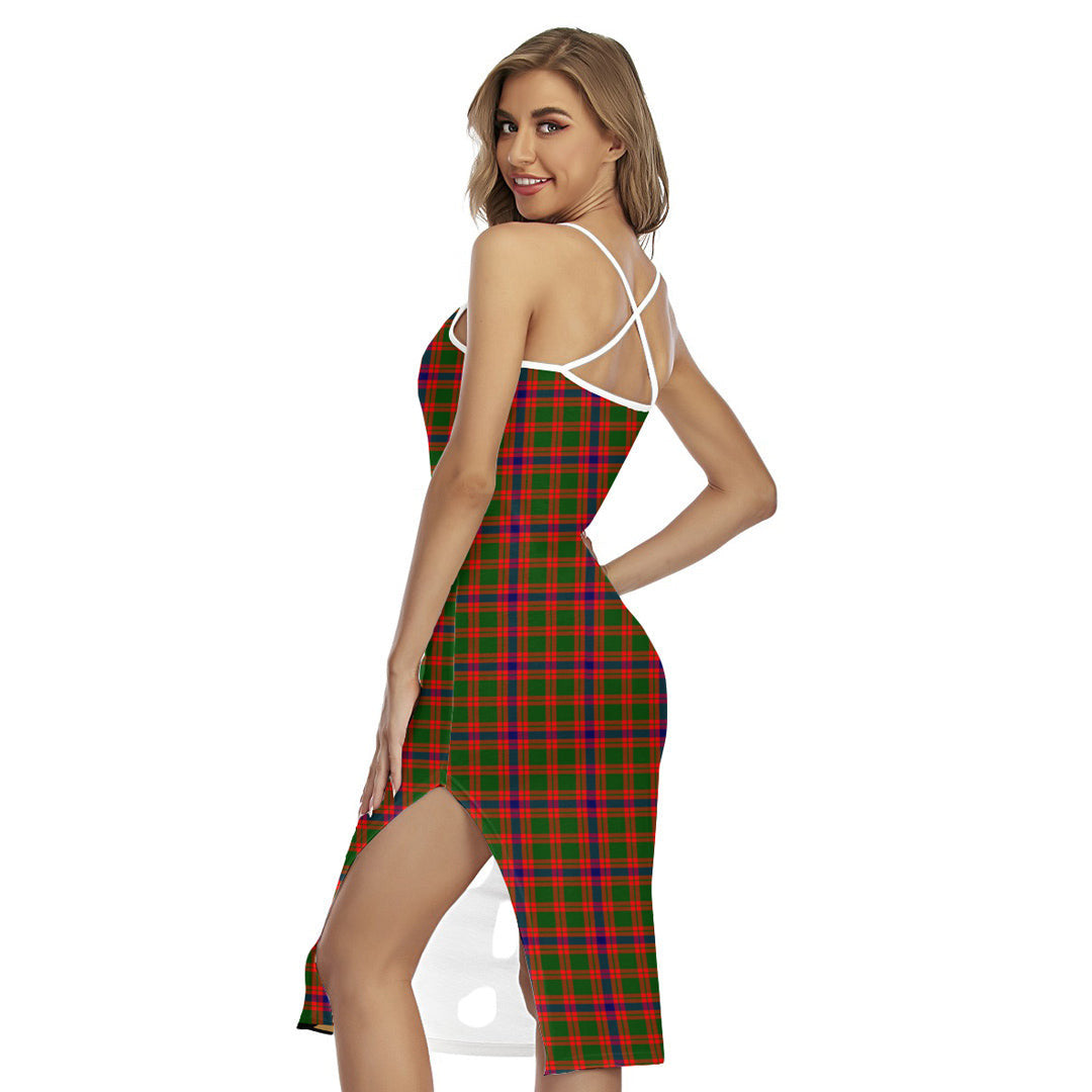 Skene Modern Tartan Plaid Back Cross Cami Dress