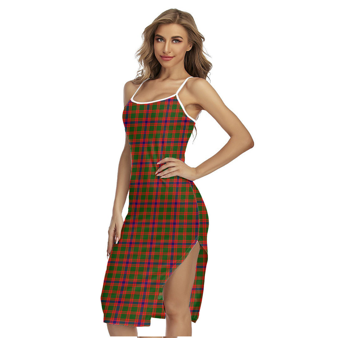 Skene Modern Tartan Plaid Back Cross Cami Dress