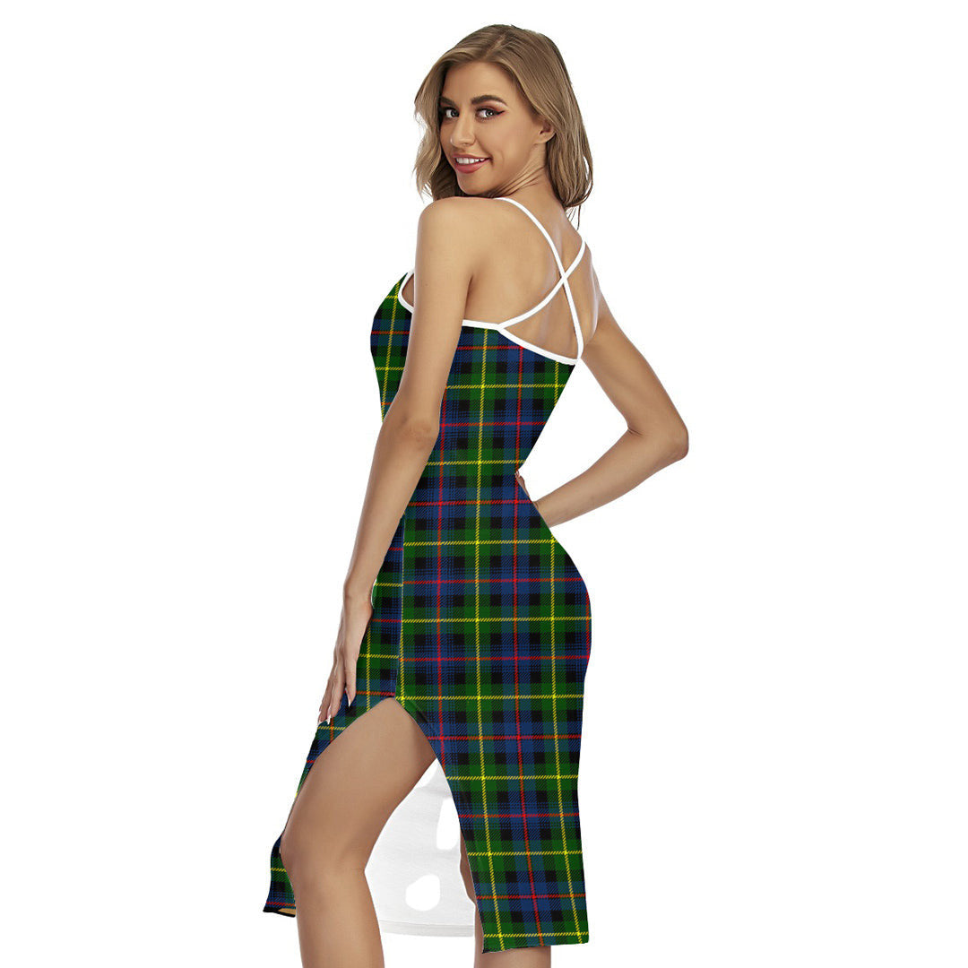 Farquharson Modern Tartan Plaid Back Cross Cami Dress