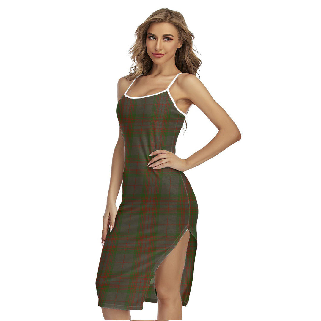 Gray Tartan Plaid Back Cross Cami Dress