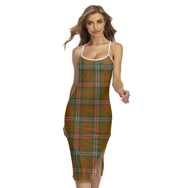SCOTT BROWN MODERN Tartan Plaid Back Cross Cami Dress