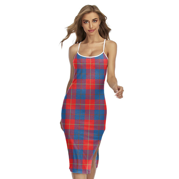 Galloway Red Tartan Plaid Back Cross Cami Dress