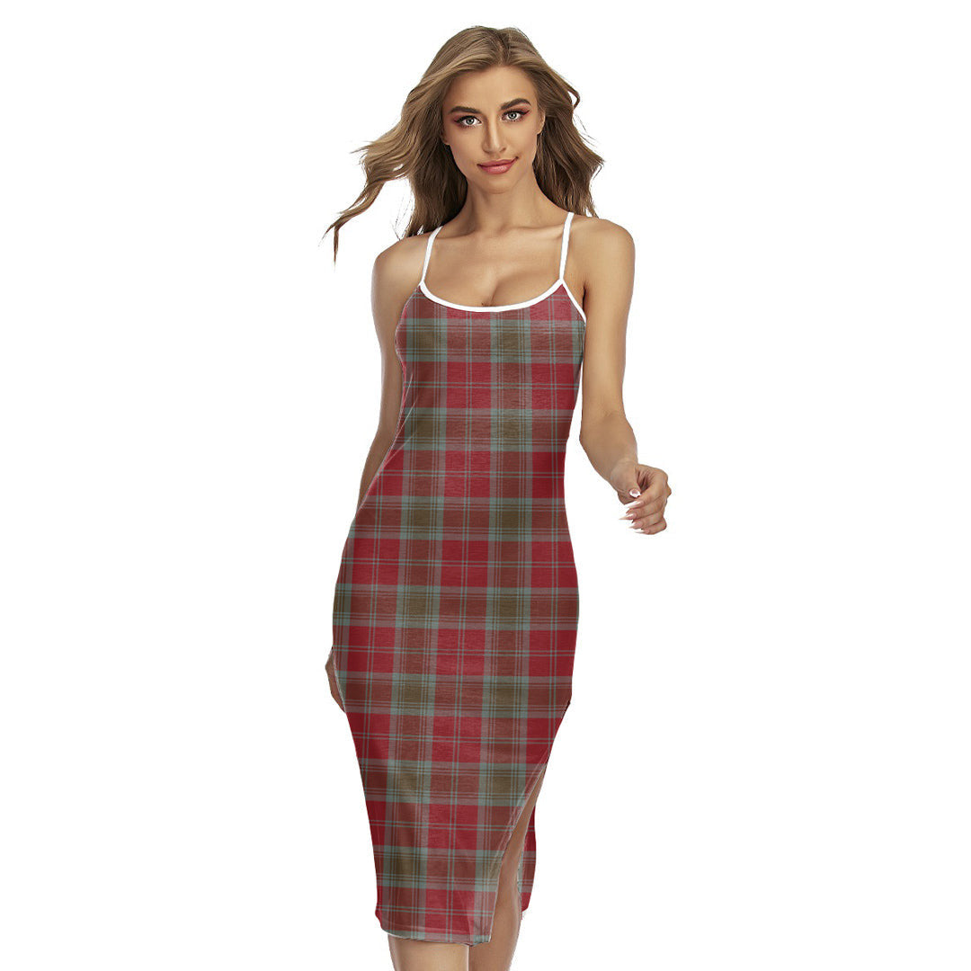 Lindsay Weathered Tartan Plaid Back Cross Cami Dress