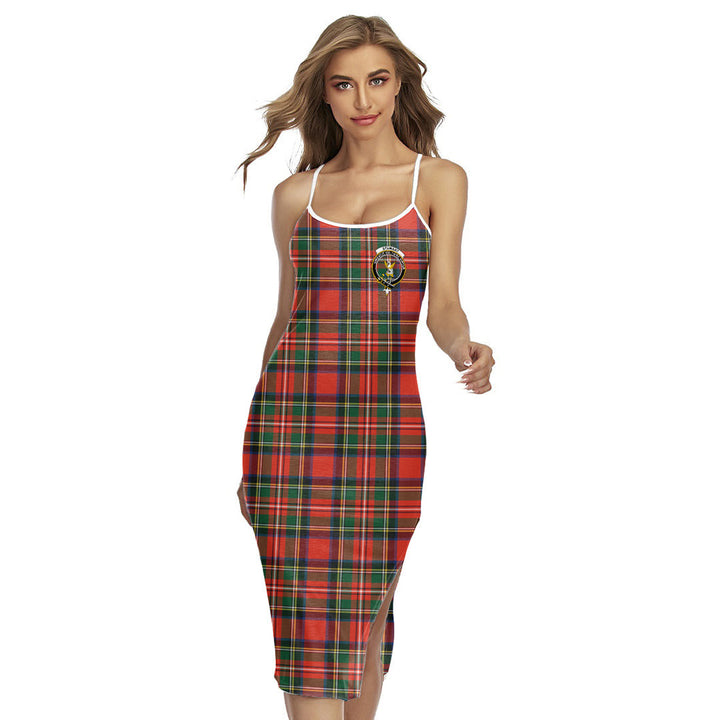 Stewart Royal Modern Tartan Crest Back Cross Cami Dress