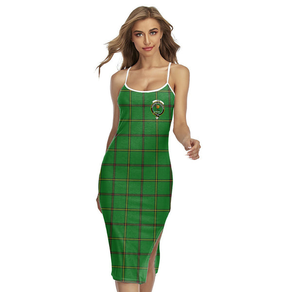 Don _Tribe of Mar Tartan Crest Back Cross Cami Dress