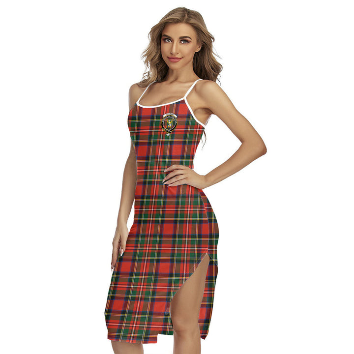 Stewart Royal Modern Tartan Crest Back Cross Cami Dress