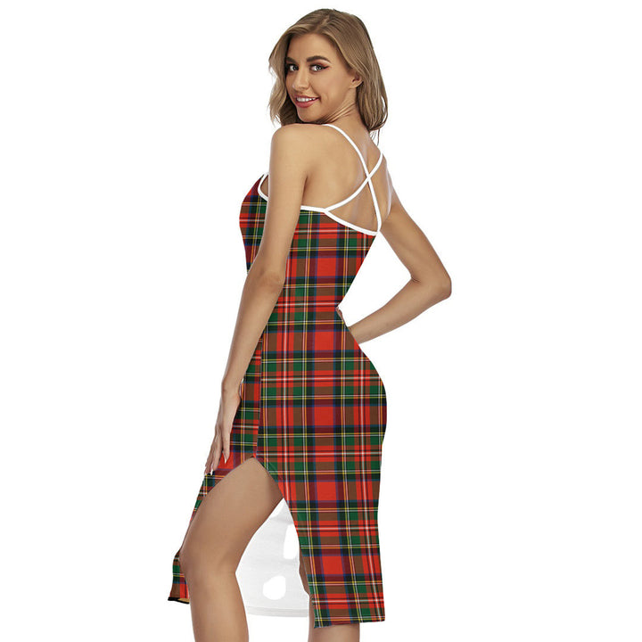 Stewart Royal Modern Tartan Crest Back Cross Cami Dress