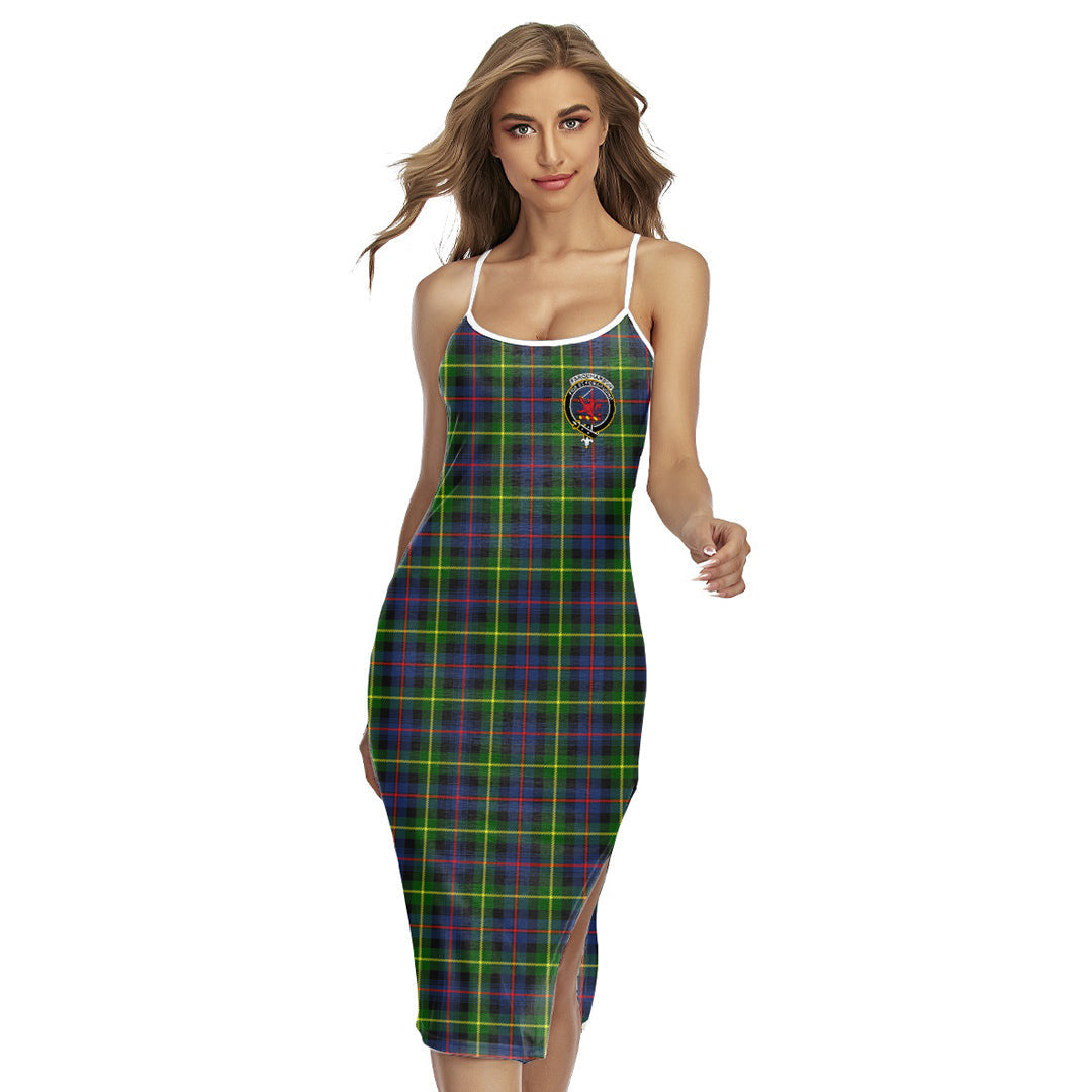 Farquharson Modern Tartan Crest Back Cross Cami Dress