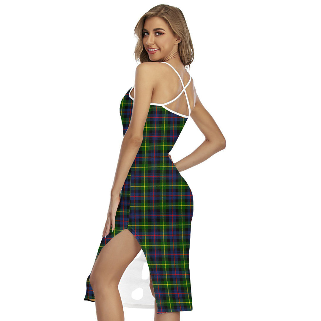 Farquharson Modern Tartan Crest Back Cross Cami Dress