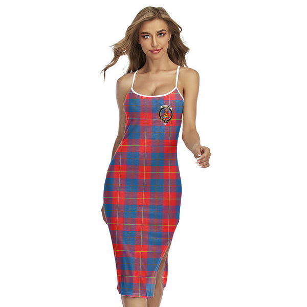 Galloway Red Tartan Crest Back Cross Cami Dress