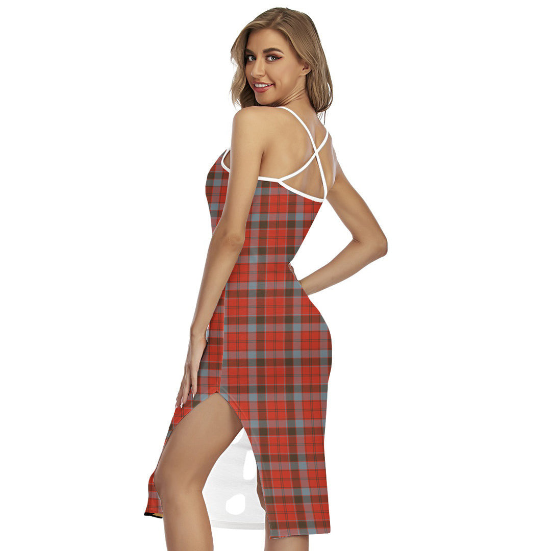 Robertson Weathered Tartan Crest Back Cross Cami Dress