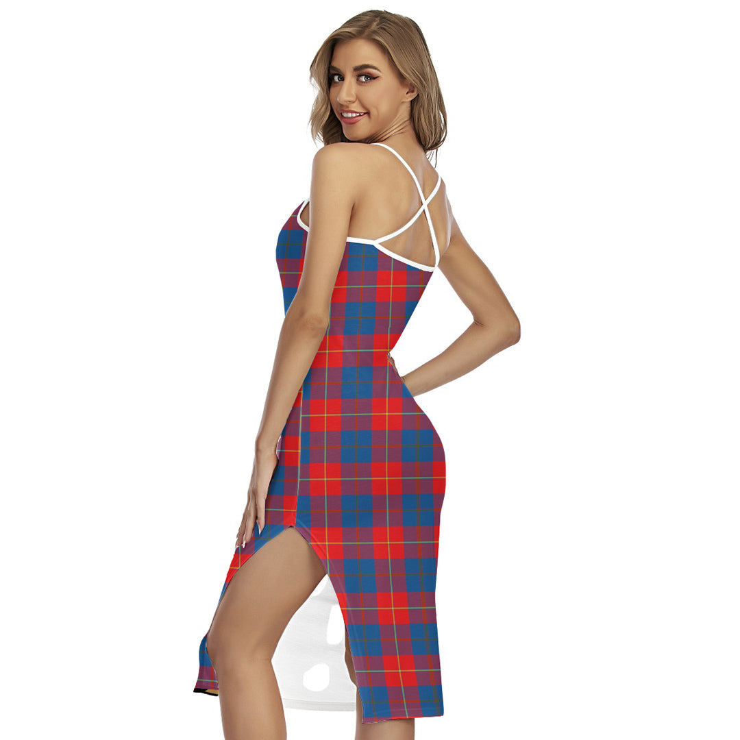 Galloway Red Tartan Crest Back Cross Cami Dress