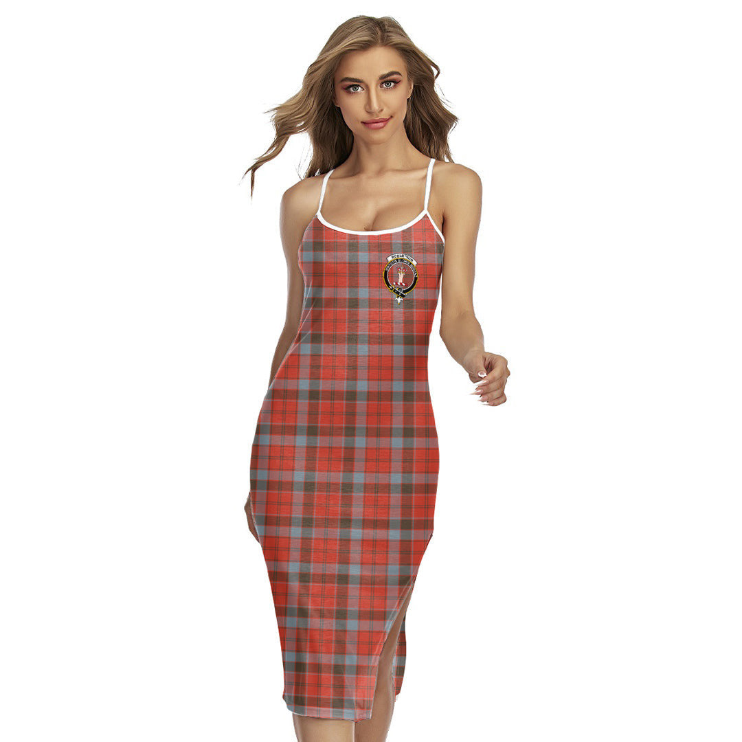 Robertson Weathered Tartan Crest Back Cross Cami Dress