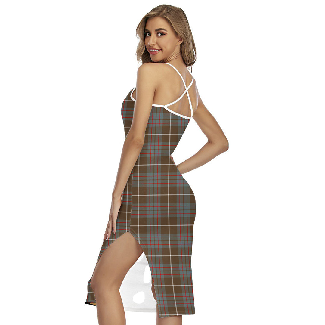 MacIntyre Hunting Weathered Tartan Crest Back Cross Cami Dress