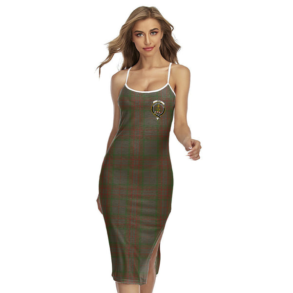 Gray Tartan Crest Back Cross Cami Dress