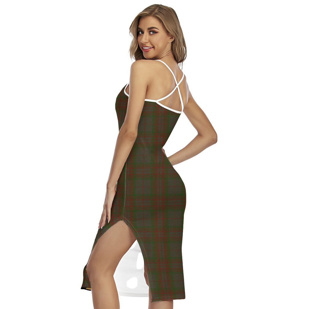 Gray Tartan Crest Back Cross Cami Dress