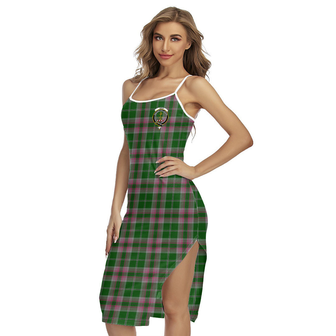 Gray Hunting Tartan Crest Back Cross Cami Dress