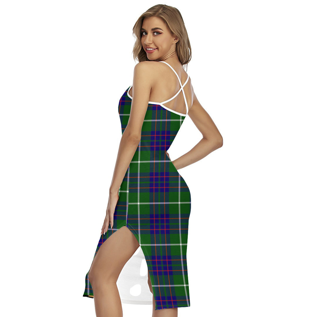 MacIntyre Hunting Modern Tartan Crest Back Cross Cami Dress