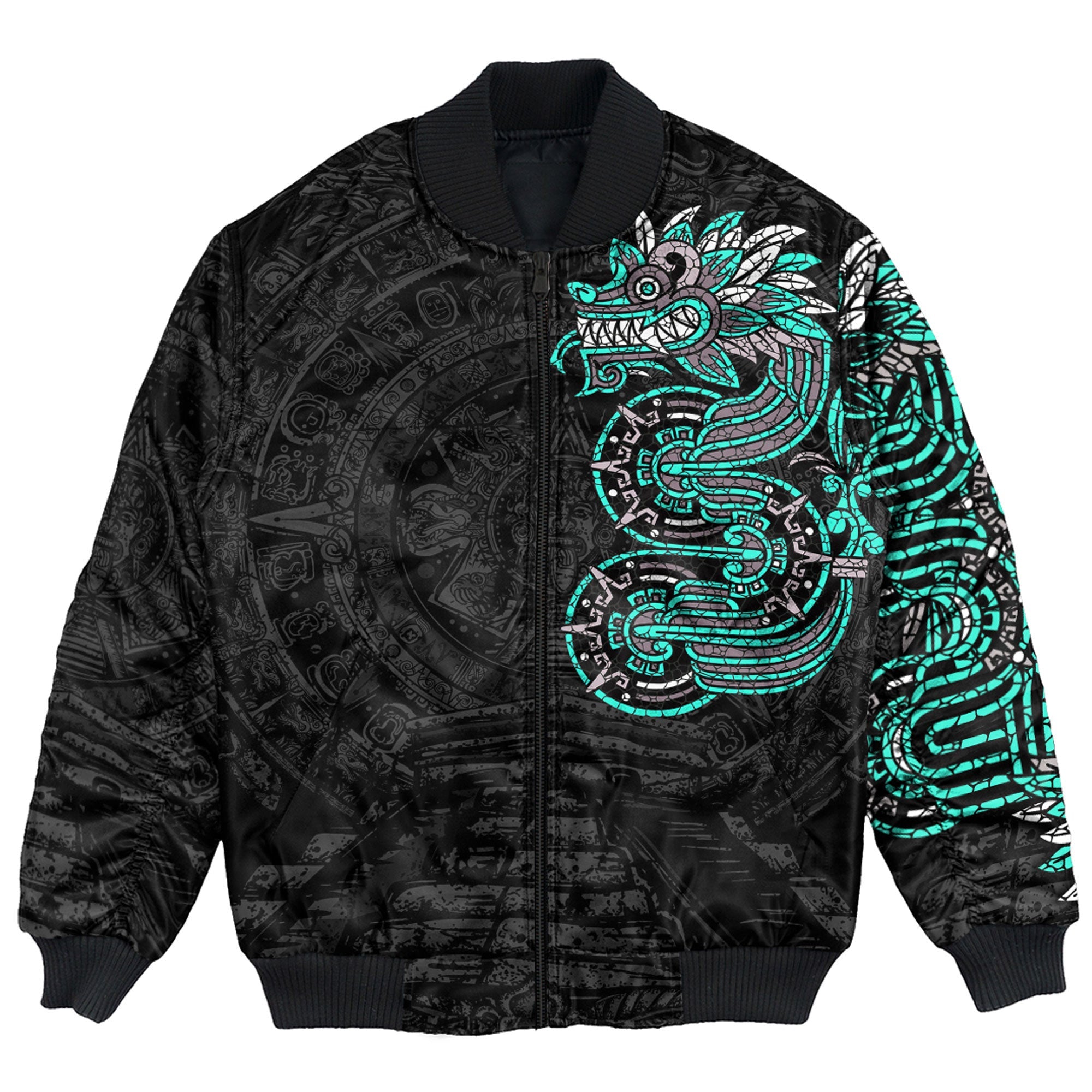 Mexico Quetzalcoatl Mexican God Aztec Cyan Version Bomber Jackets – To ...