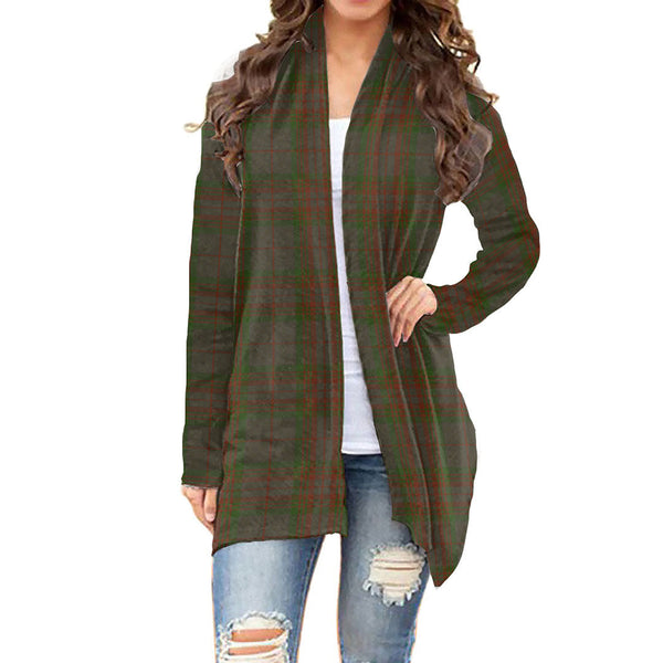 Gray Tartan Plaid Cardigan With Long Sleeve