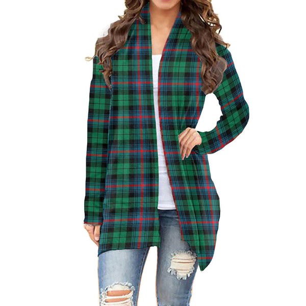 Urquhart Broad Red Ancient Tartan Plaid Cardigan With Long Sleeve