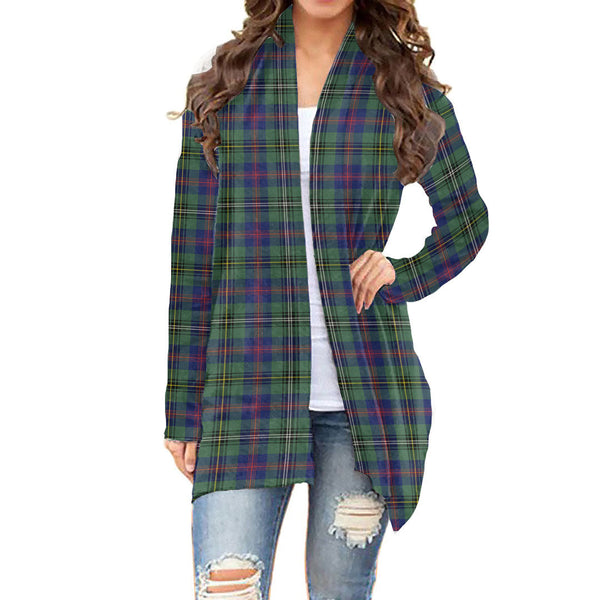 Wood Modern Tartan Plaid Cardigan With Long Sleeve