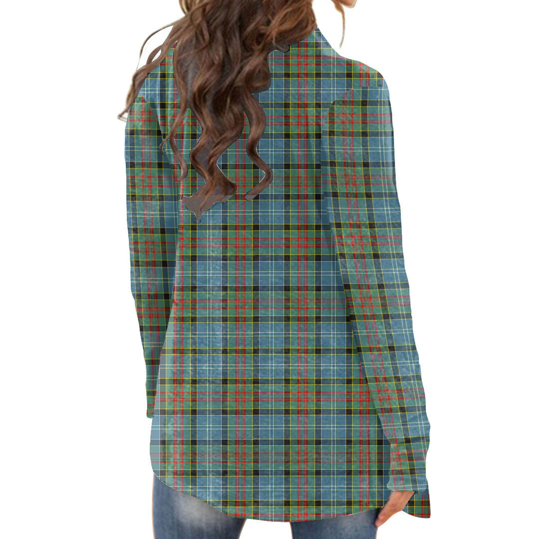 Paisley District Tartan Plaid Cardigan With Long Sleeve