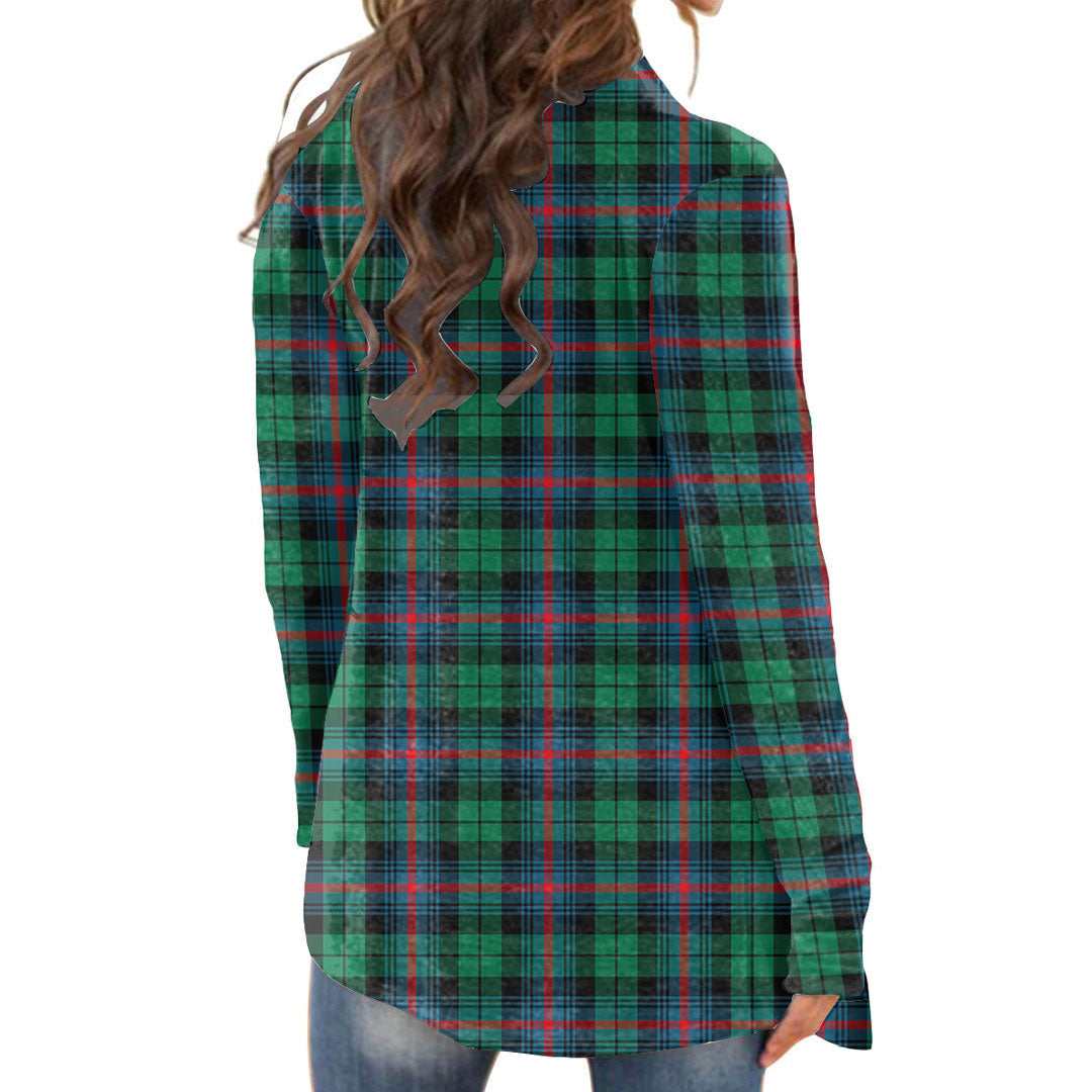 Urquhart Broad Red Ancient Tartan Plaid Cardigan With Long Sleeve