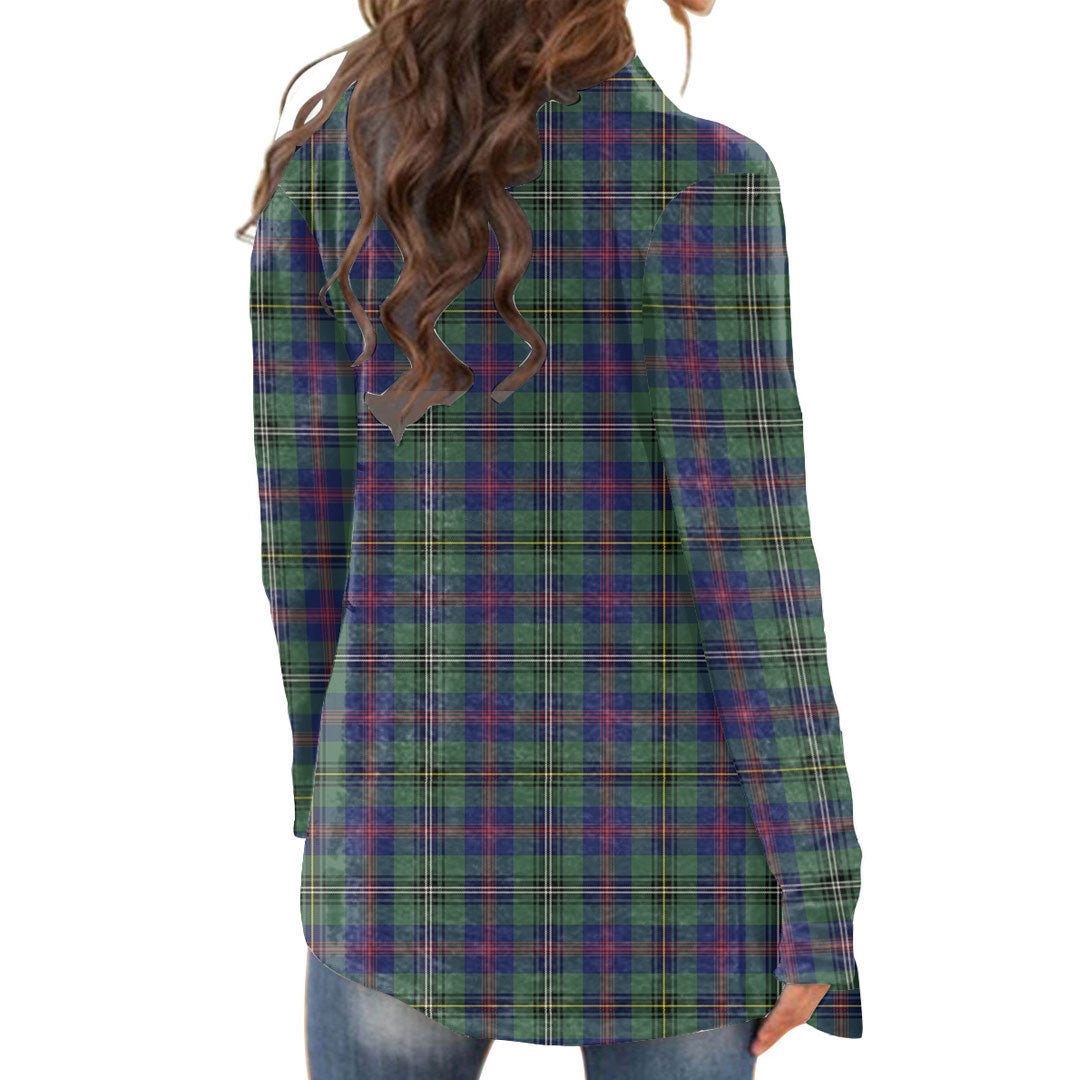 Wood Modern Tartan Plaid Cardigan With Long Sleeve