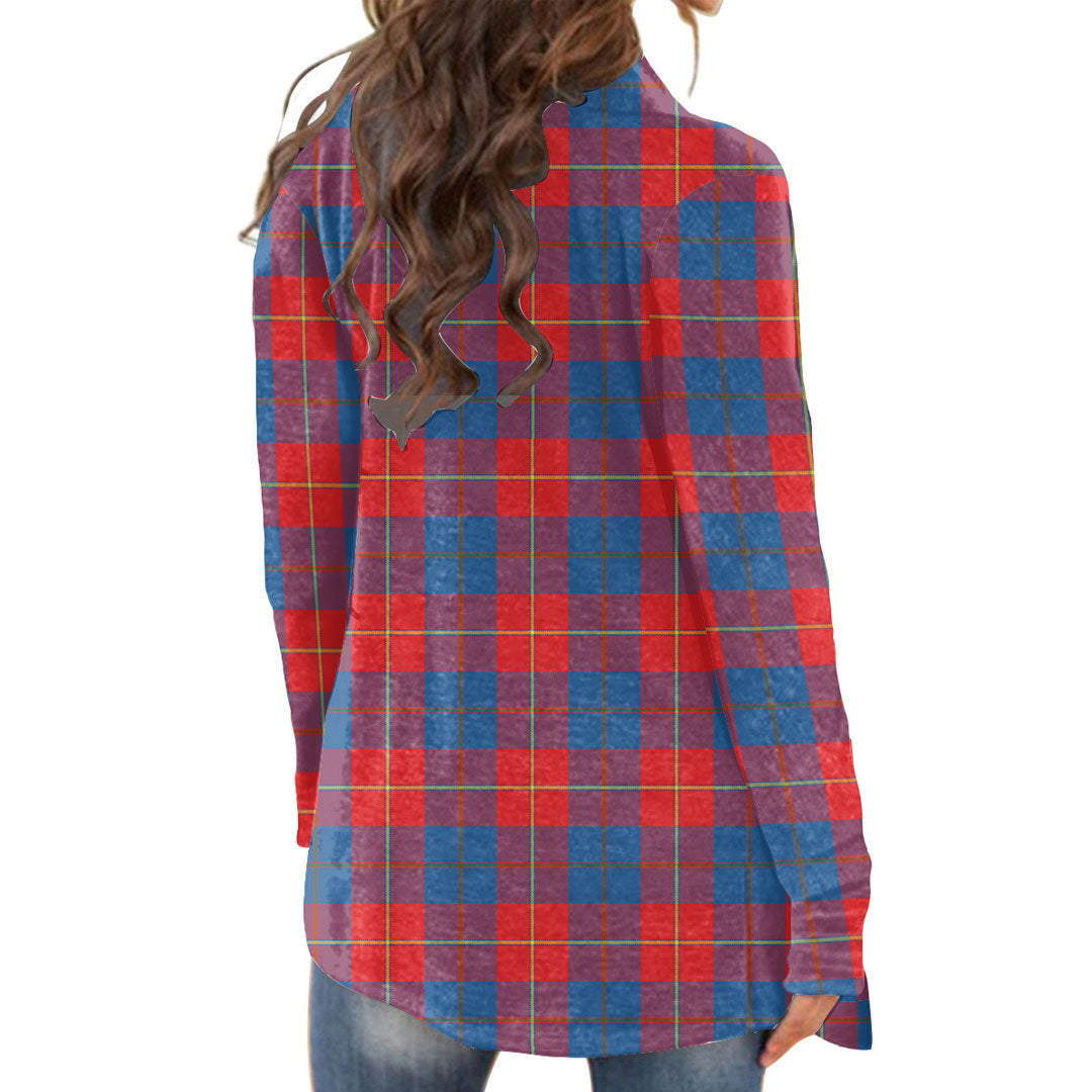 Galloway Red Tartan Plaid Cardigan With Long Sleeve